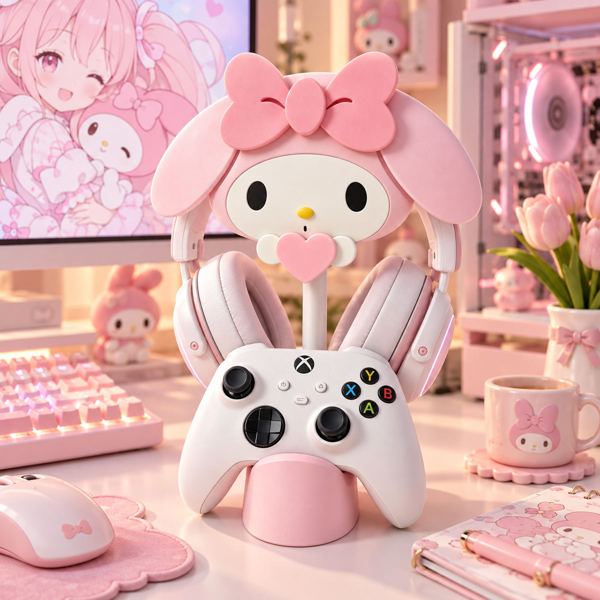 DeskBloom™ Bunny Bow Headset Stand