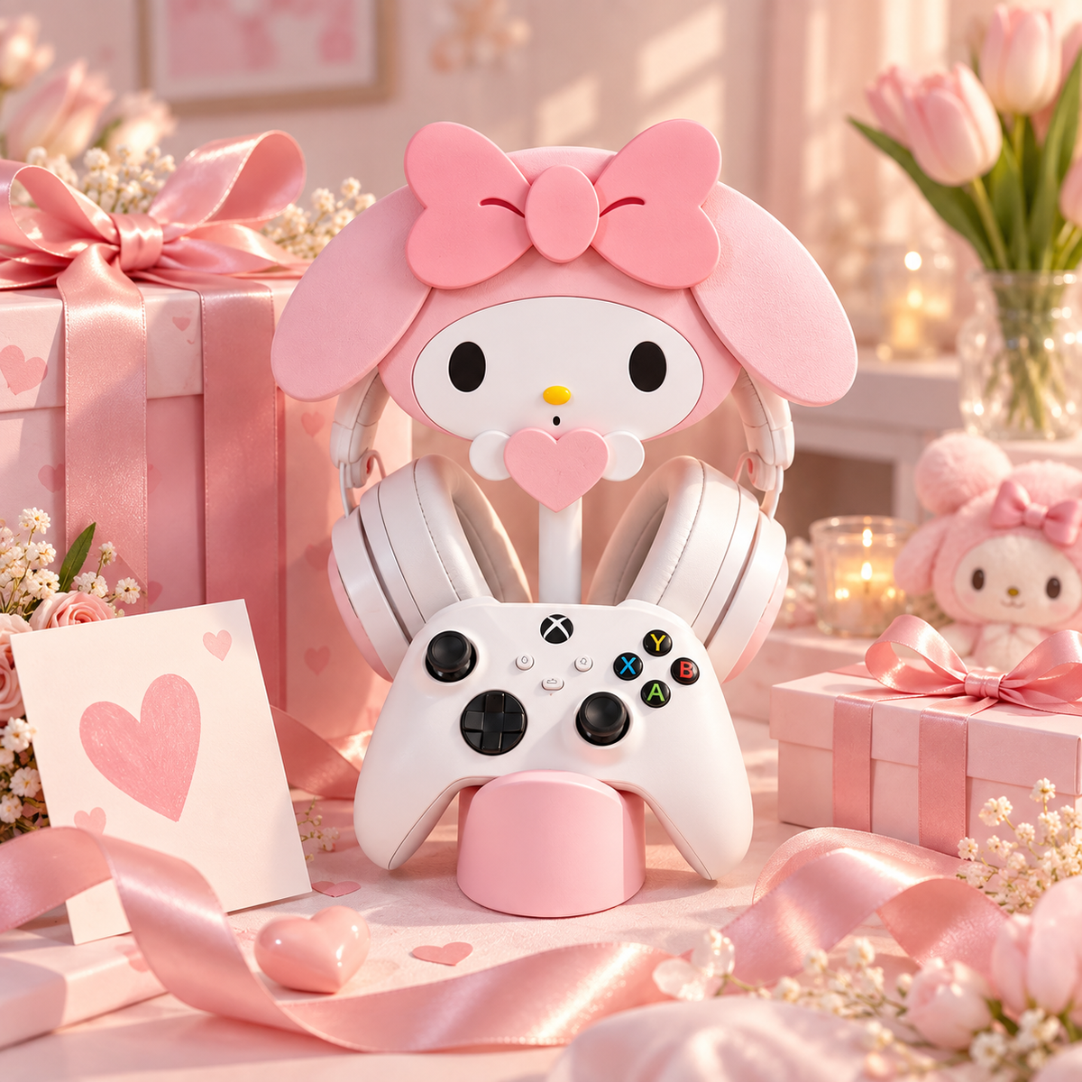 DeskBloom™ Bunny Bow Headset Stand